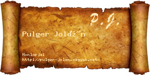 Pulger Jolán névjegykártya